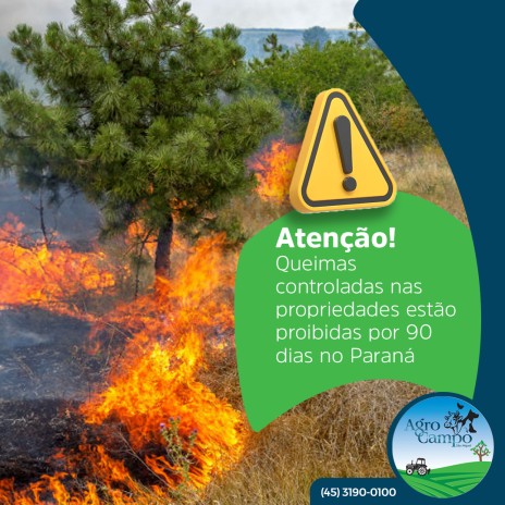 Atenção! Queimas controladas nas propriedades estão proibidas por 90 dias no Paraná