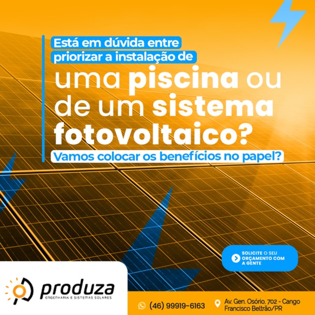 Está em dúvida entre priorizar a instalação de uma piscina ou de um sistema fotovoltaico? Vamos colocar os benefícios no papel?