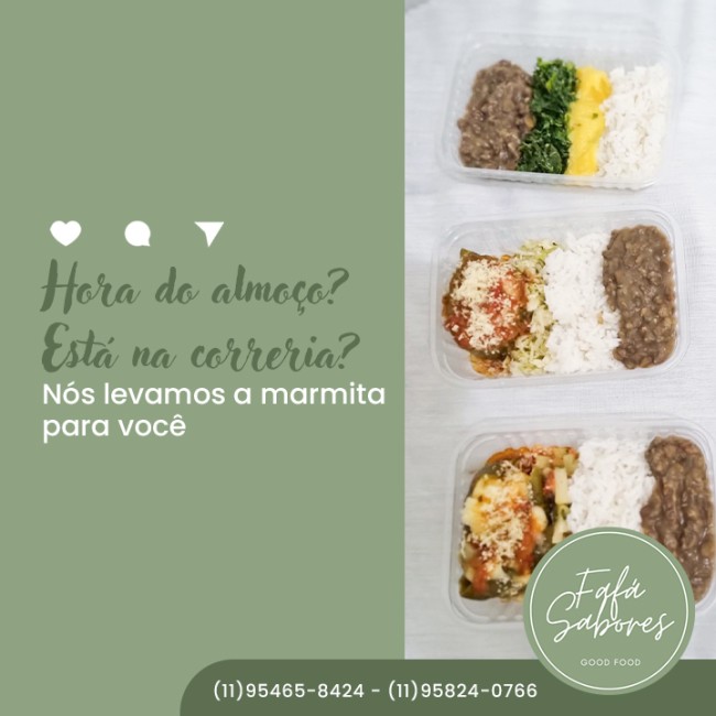 Hora do almoço? Está na correria? Nós levamos a marmita para você