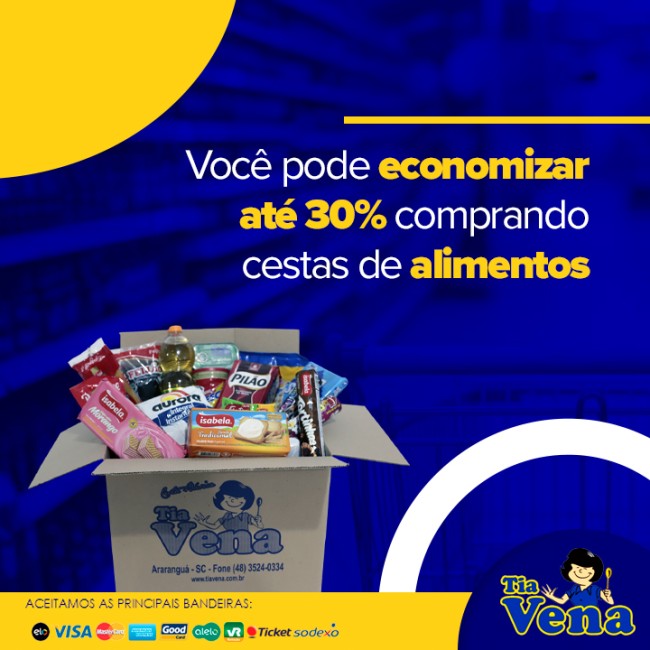 Você pode economizar até 30% comprando cestas de alimentos