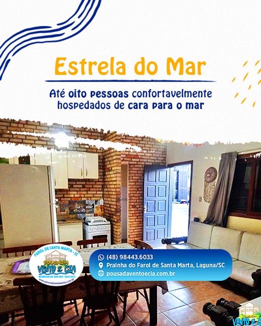 Estrela do Mar – Até oito pessoas confortavelmente hospedados de cara para o mar