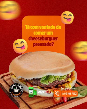 Tá com vontade de comer um cheeseburguer prensado?