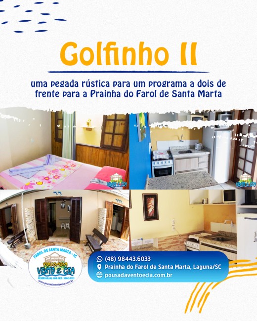 Golfinho II: uma pegada rústica para um programa a dois de frente para a Prainha do Farol de Santa Marta