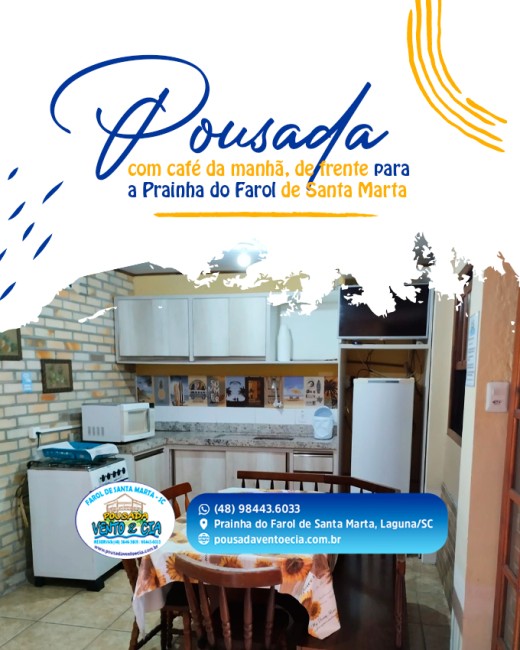 Pousada com café da manhã, de frente para a Prainha do Farol de Santa Marta