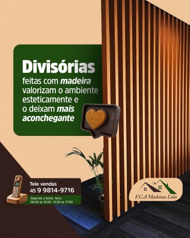 Divisórias feitas com madeira valorizam o ambiente esteticamente e o deixam mais aconchegante