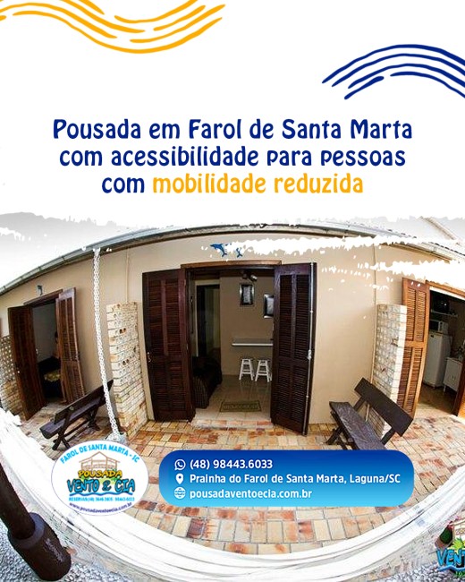 Pousada em Farol de Santa Marta com acessibilidade para pessoas com mobilidade reduzida