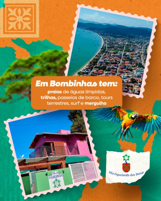 Em Bombinhas tem: praias de águas límpidas, trilhas, passeios de barco, tours terrestres, surf e mergulho