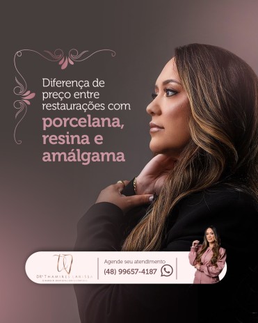 Diferença de preço entre restaurações com porcelana, resina e amálgama