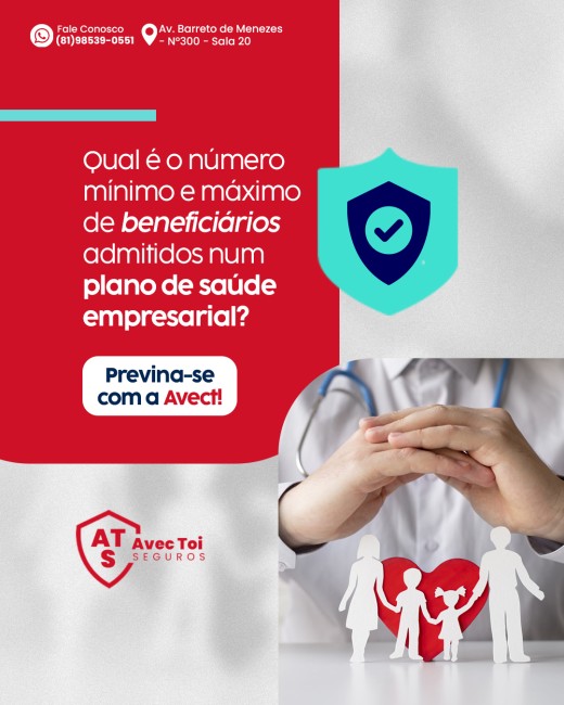 Qual é o número mínimo e máximo de beneficiários admitidos num plano de saúde empresarial?