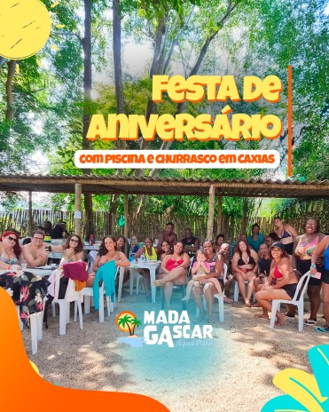 Festa de aniversário com piscina e churrasco em Caxias