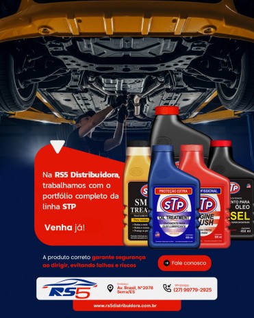 Mais que produtos, entregamos performance e confiança - Na RS5 Distribuidora, trabalhamos com o portfólio completo da linha STP