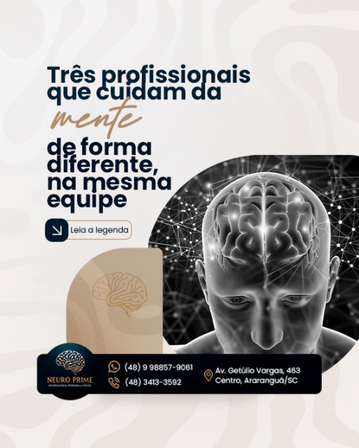 Três profissionais que cuidam da mente, de forma diferente, na mesma equipe