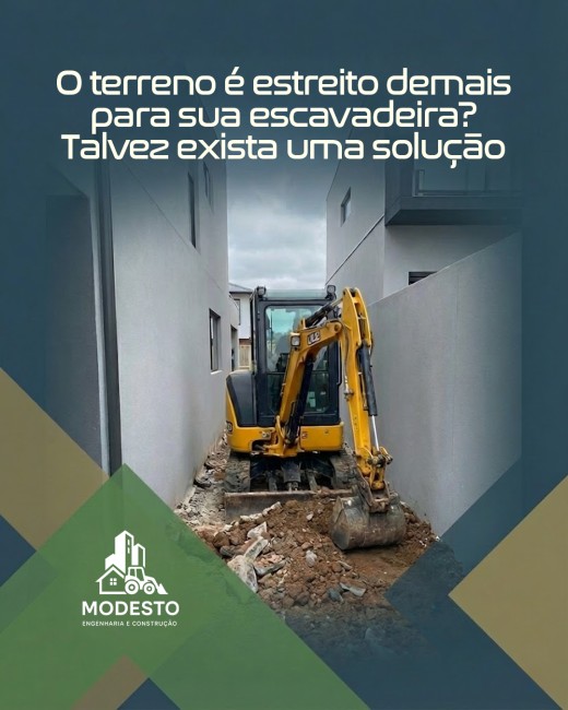 O terreno é estreito demais para sua escavadeira? Talvez exista uma solução