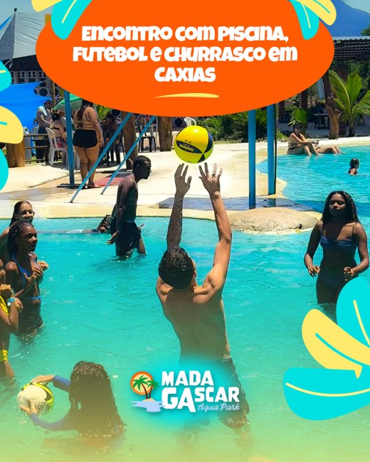 Encontro com piscina, futebol e churrasco em Caxias
