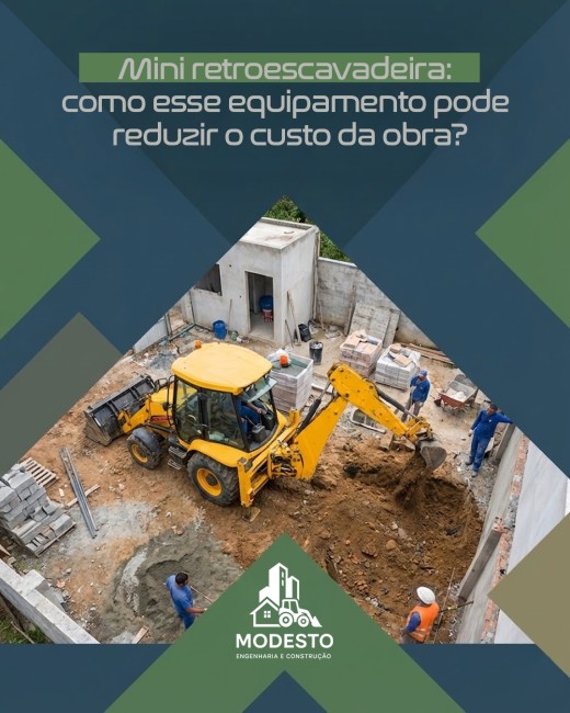 Mini retroescavadeira: como esse equipamento pode reduzir o custo da obra?