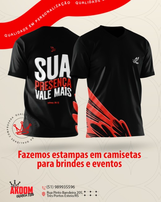 Fazemos estampas em camisetas para brindes e eventos
