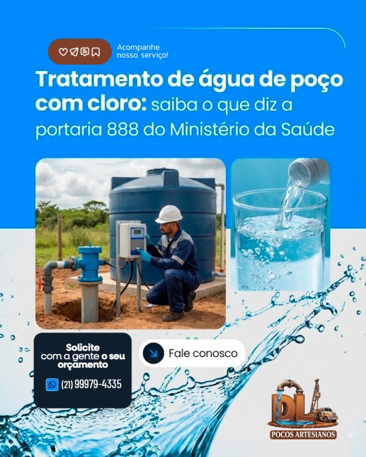 Tratamento de água de poço com cloro: saiba o que diz a portaria 888 do Ministério da Saúde