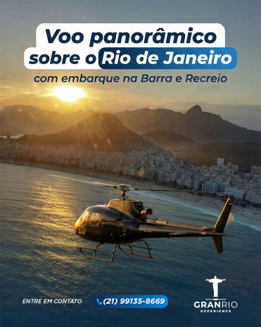 Voo panorâmico sobre o Rio de Janeiro, com embarque na Barra e Recreio
