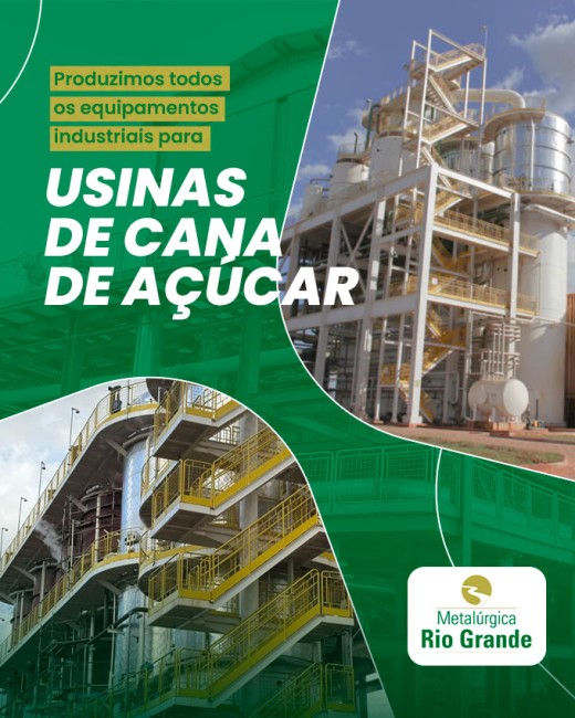 Produzimos todos os equipamentos industriais para usinas de cana de açúcar