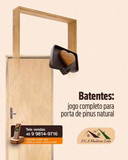 Batentes: jogo completo para porta de pinus natural