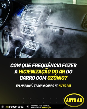 Com que frequência fazer a higienização do ar do carro com ozônio?