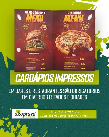 Cardápios impressos em bares e restaurantes são obrigatórios em diversos estados e cidades