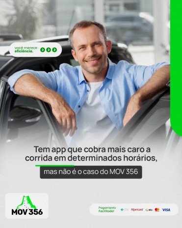 Tem app que cobra mais caro a corrida em determinados horários, mas não é o caso do MOV 356