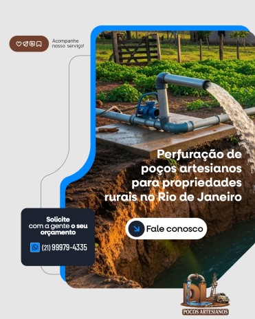 Perfuração de poços artesianos para propriedades rurais no Rio de Janeiro