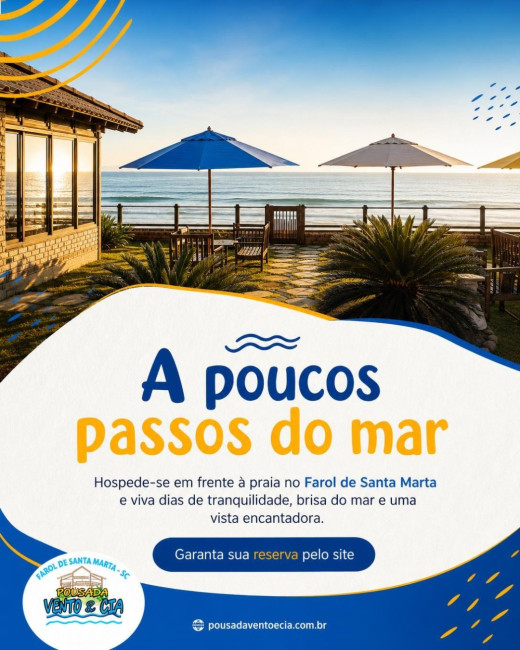 Pousada em frente à praia no Farol de Santa Marta